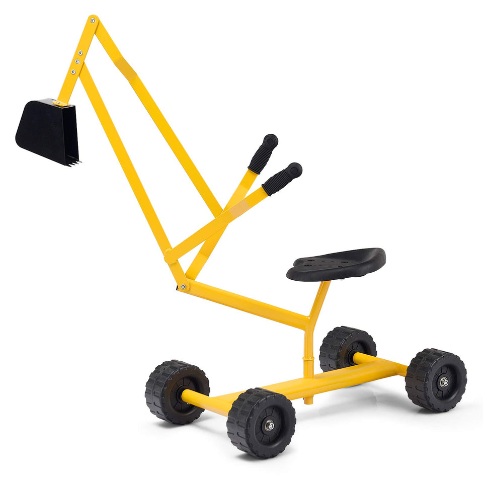 Costzon kids ride-on sand digger front view showing sturdy metal frame for outdoor play