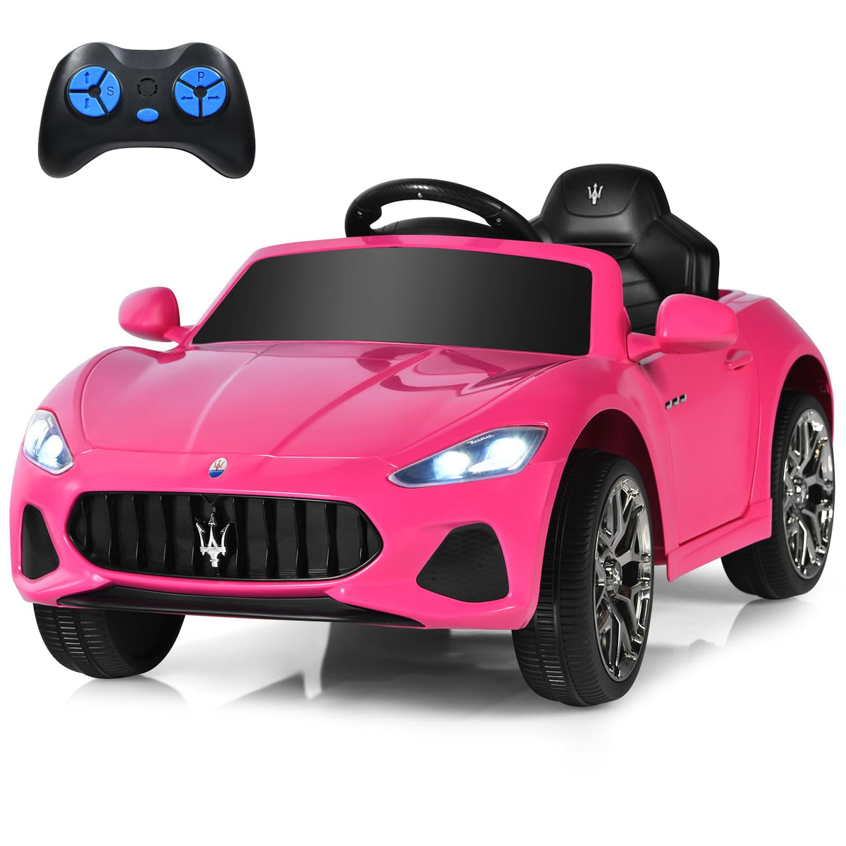 Costzon Maserati 12V ride-on car front view showcases authentic styling for pretend play