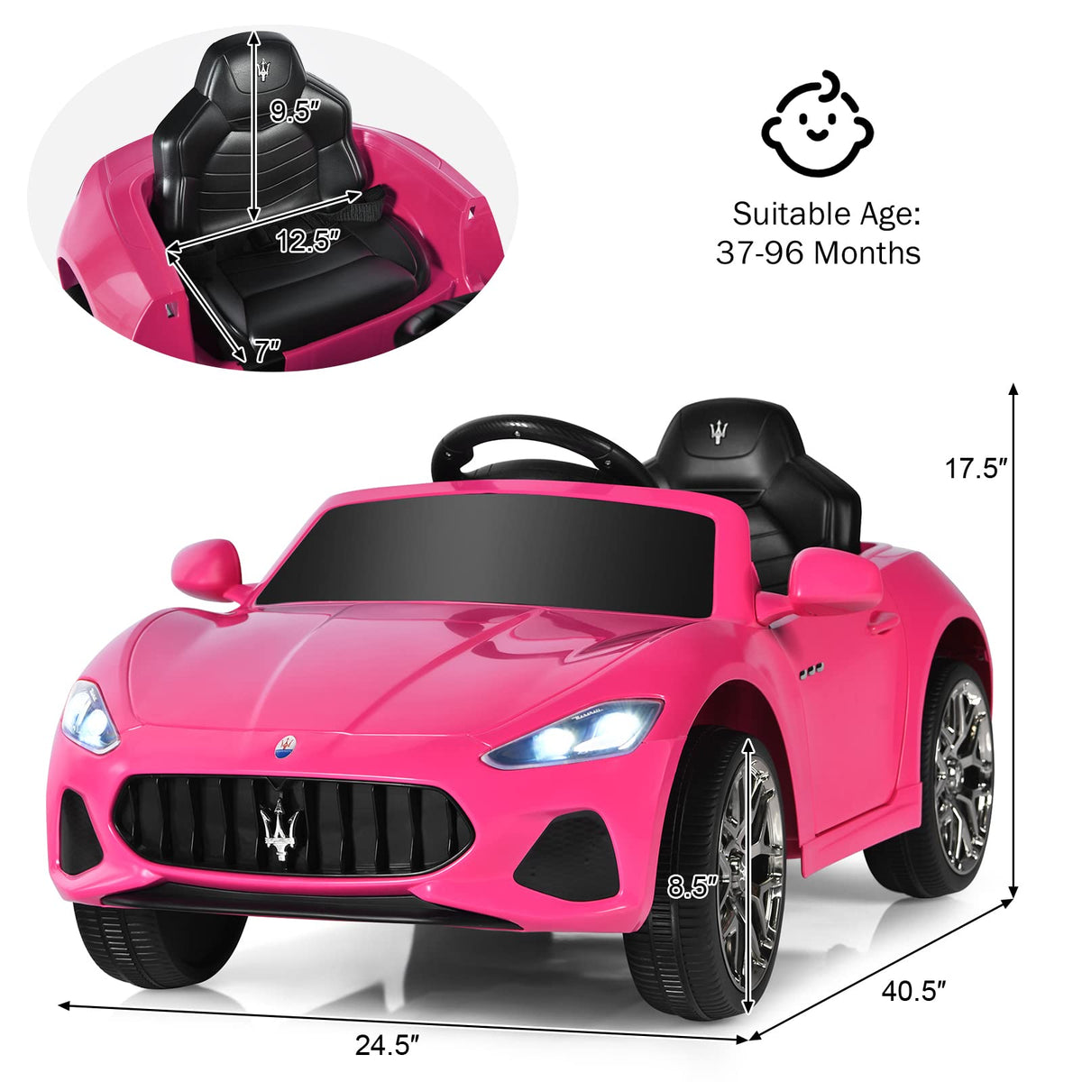 Costzon Maserati 12V ride-on car remote control enables parent supervision