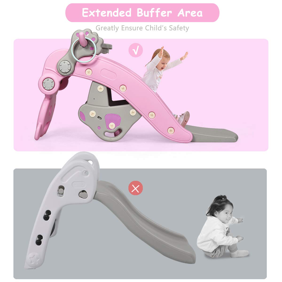 Costzon Pink Bear foldable climber compact for space-saving storage.