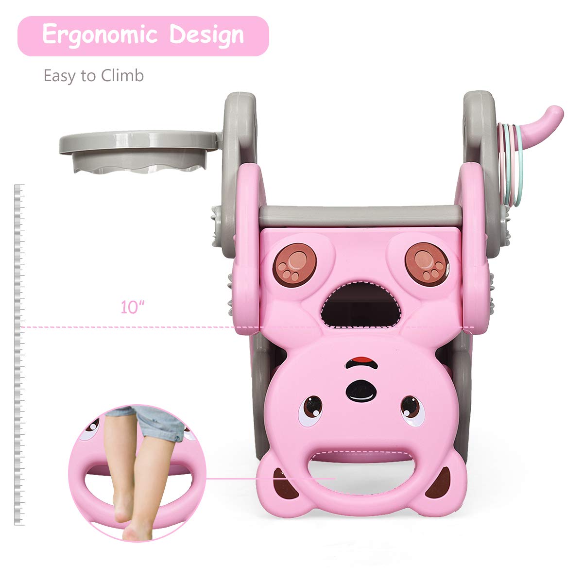Costzon Pink Bear setup suitable for both indoors and outdoors in a bright playroom.