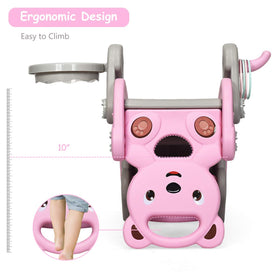Costzon Pink Bear setup suitable for both indoors and outdoors in a bright playroom.