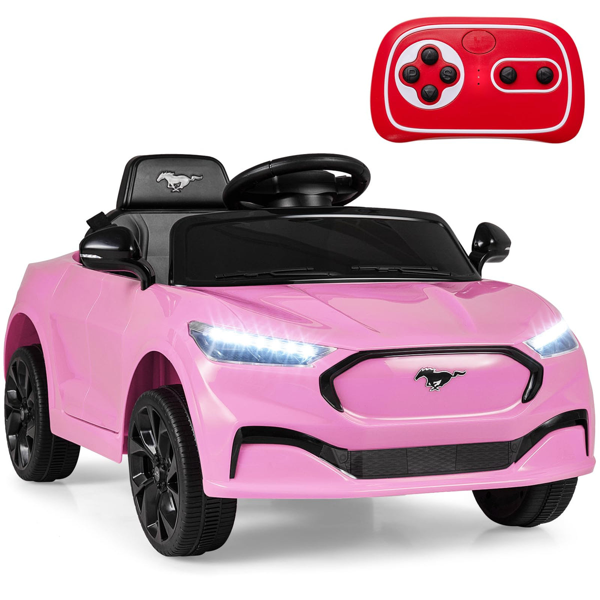 Costzon ride-on car Ford Mach-E pink front view for kids' play