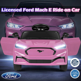 Costzon ride-on car Ford Mach-E pink rear view with LED lights for night play