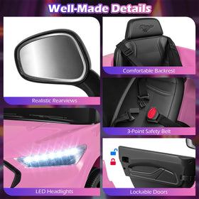 Costzon ride-on car pink spring-suspension ensures stable cruising