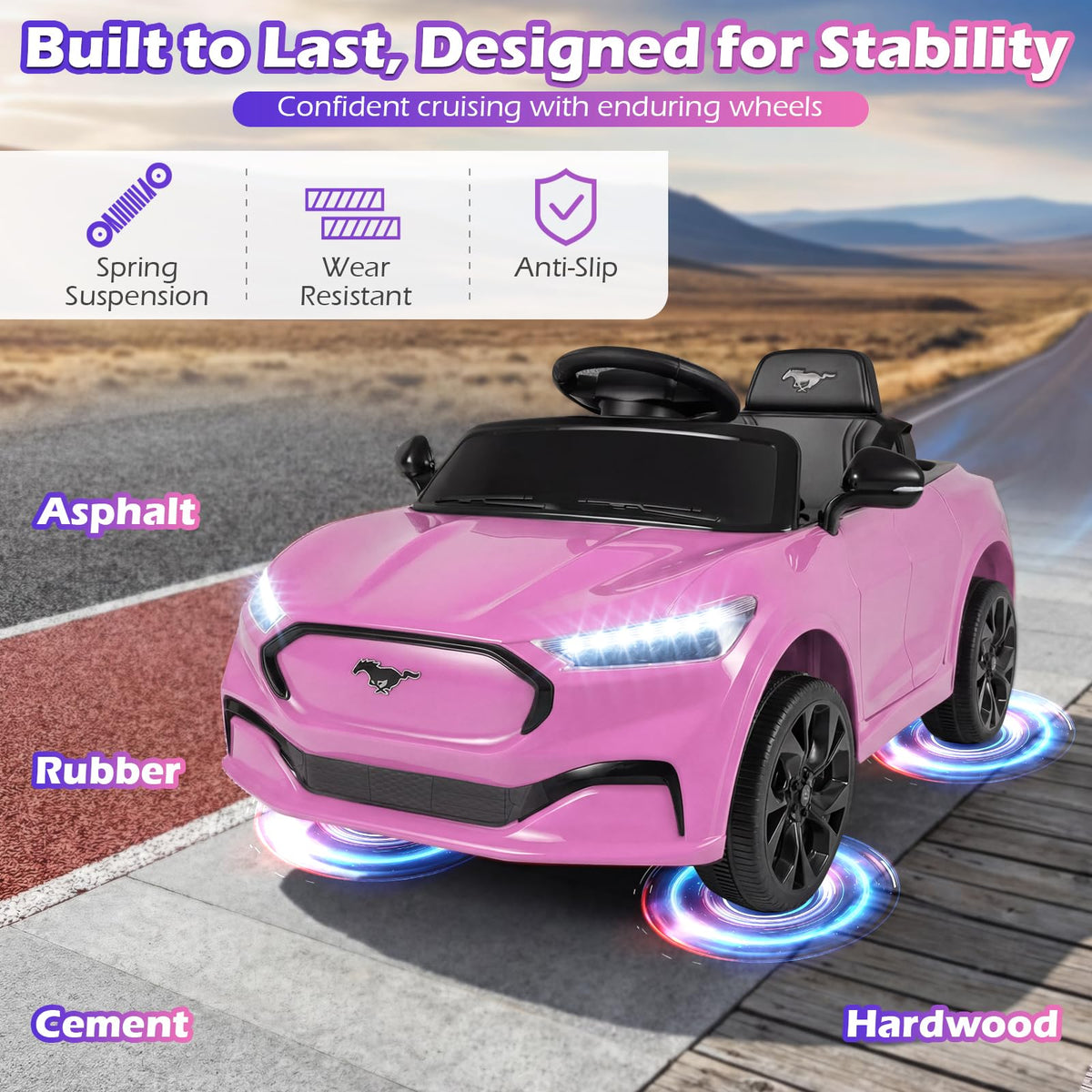 Costzon ride-on car pink USB-music port for entertainment