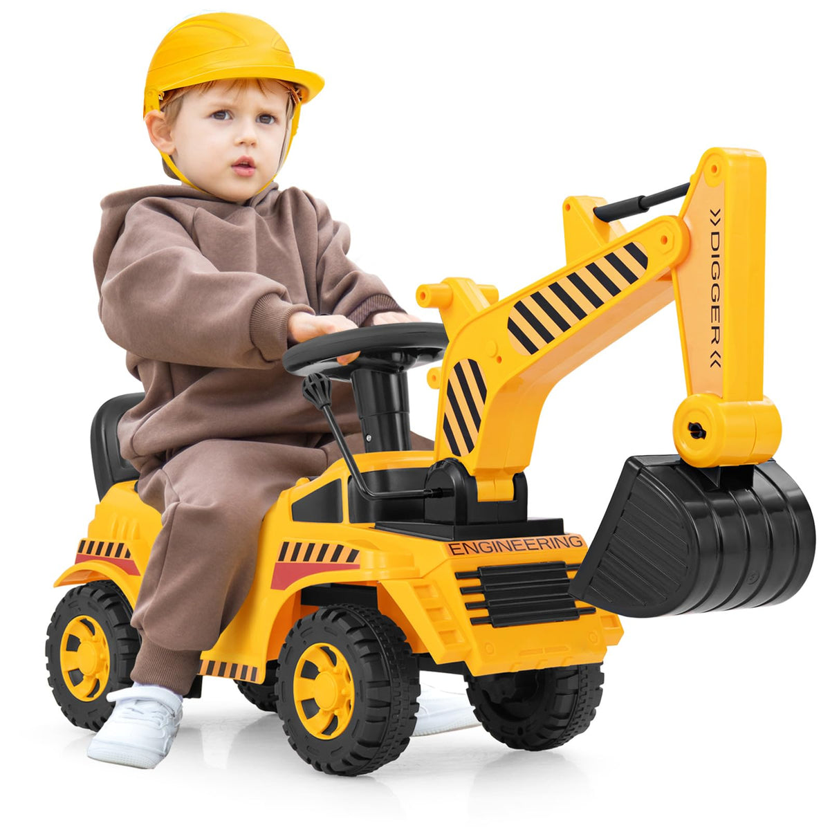 Costzon Ride On Excavator shovel arm in action for realistic sand play.