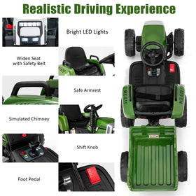 Costzon ride-on tractor 3-gear-shift for authentic driving feel