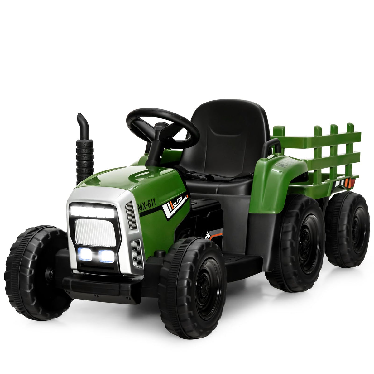 Costzon ride-on tractor with detachable trailer for easy backyard play and supervision
