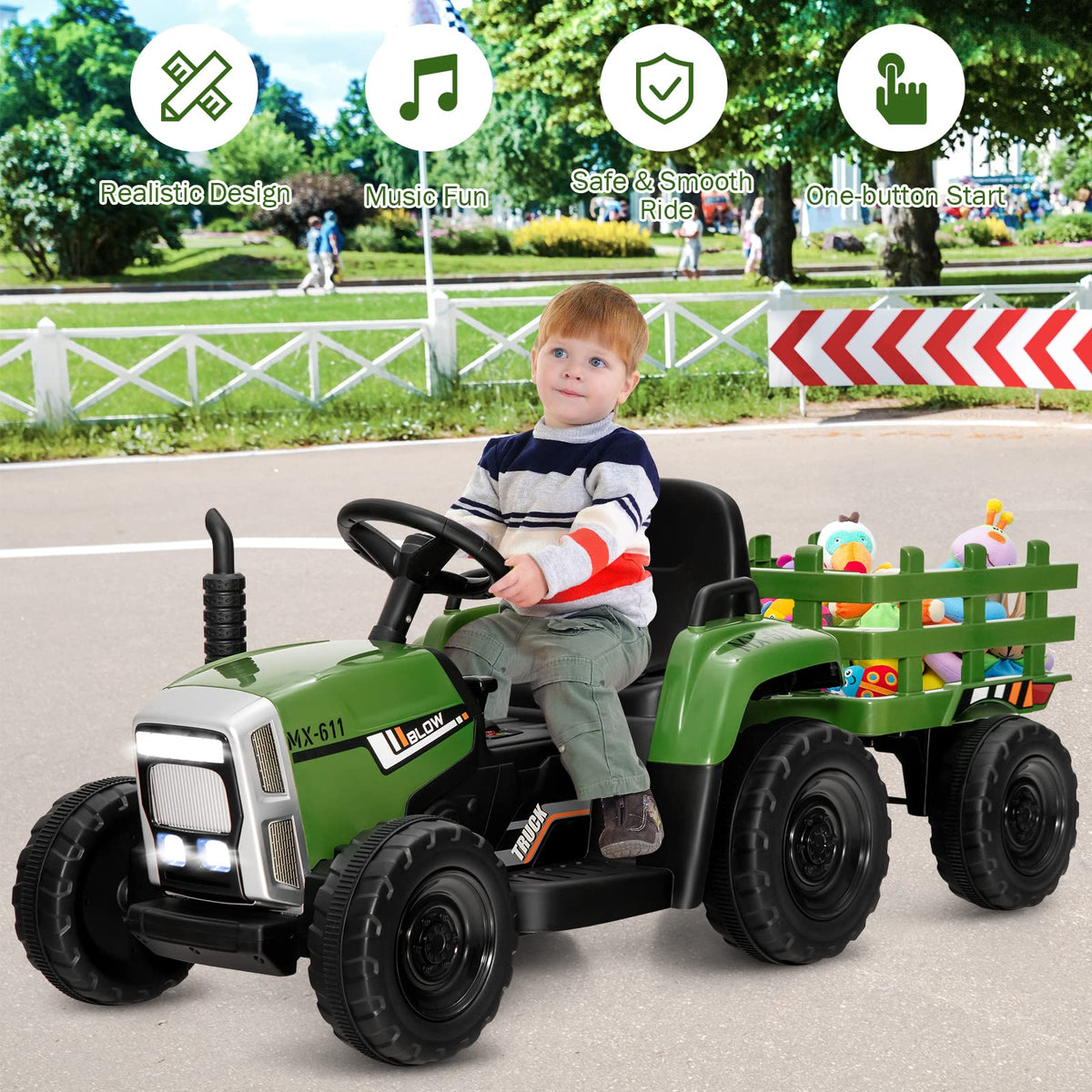 Costzon ride-on tractor detachable trailer for carrying small toys or snacks
