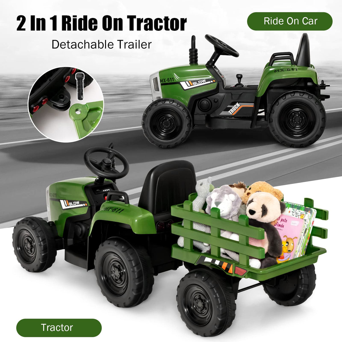 Costzon ride-on tractor wireless remote control for caregiver-guided sessions