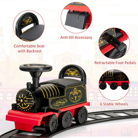 Costzon ride on train backrest supports comfortable seating during long pretend trips.