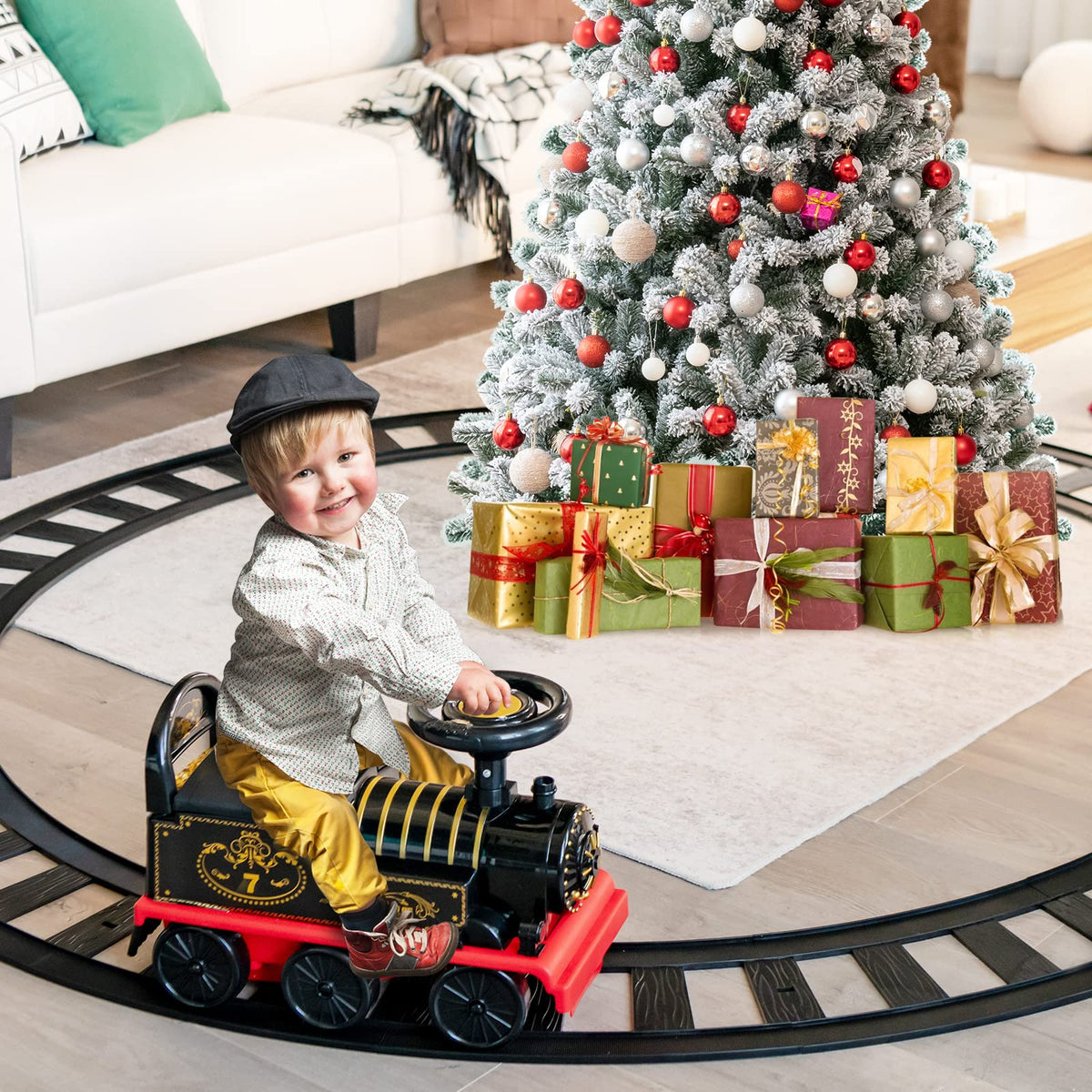 Costzon ride on train with steering wheel enables easy steering and interactive fun.