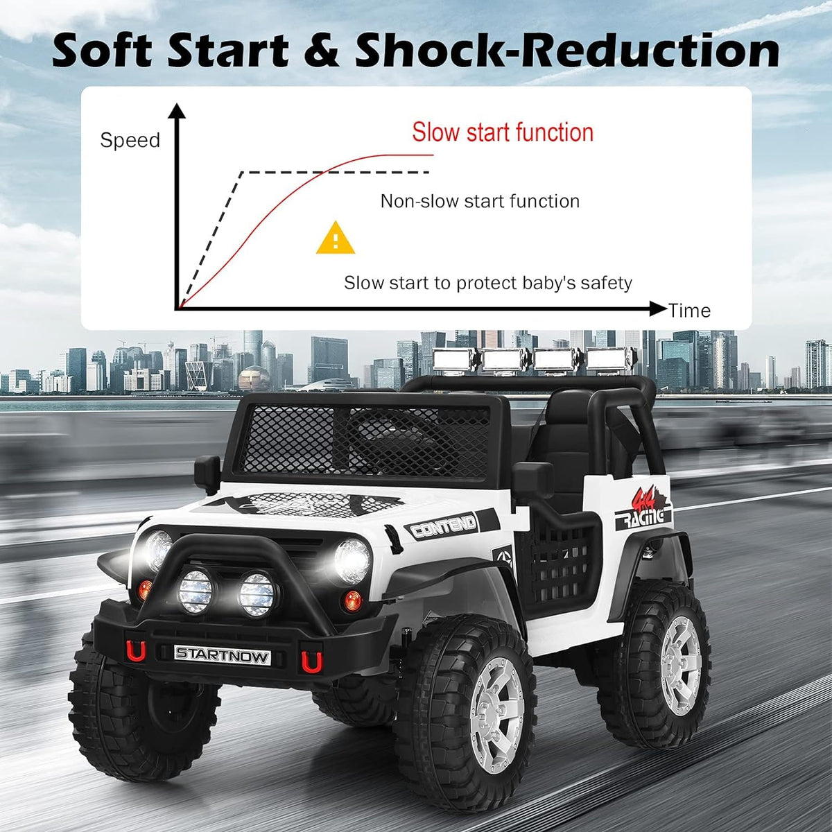 Costzon ride-on truck LED lights and horn for realistic play