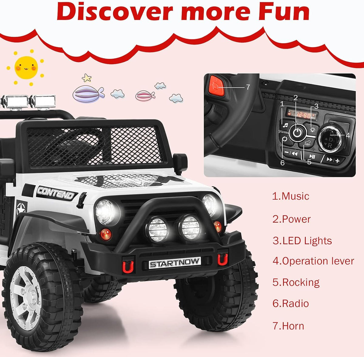 Costzon ride-on truck open doors design for easy kid entry