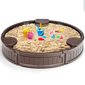 Costzon round sandbox with corner seats for safe, social play outdoors