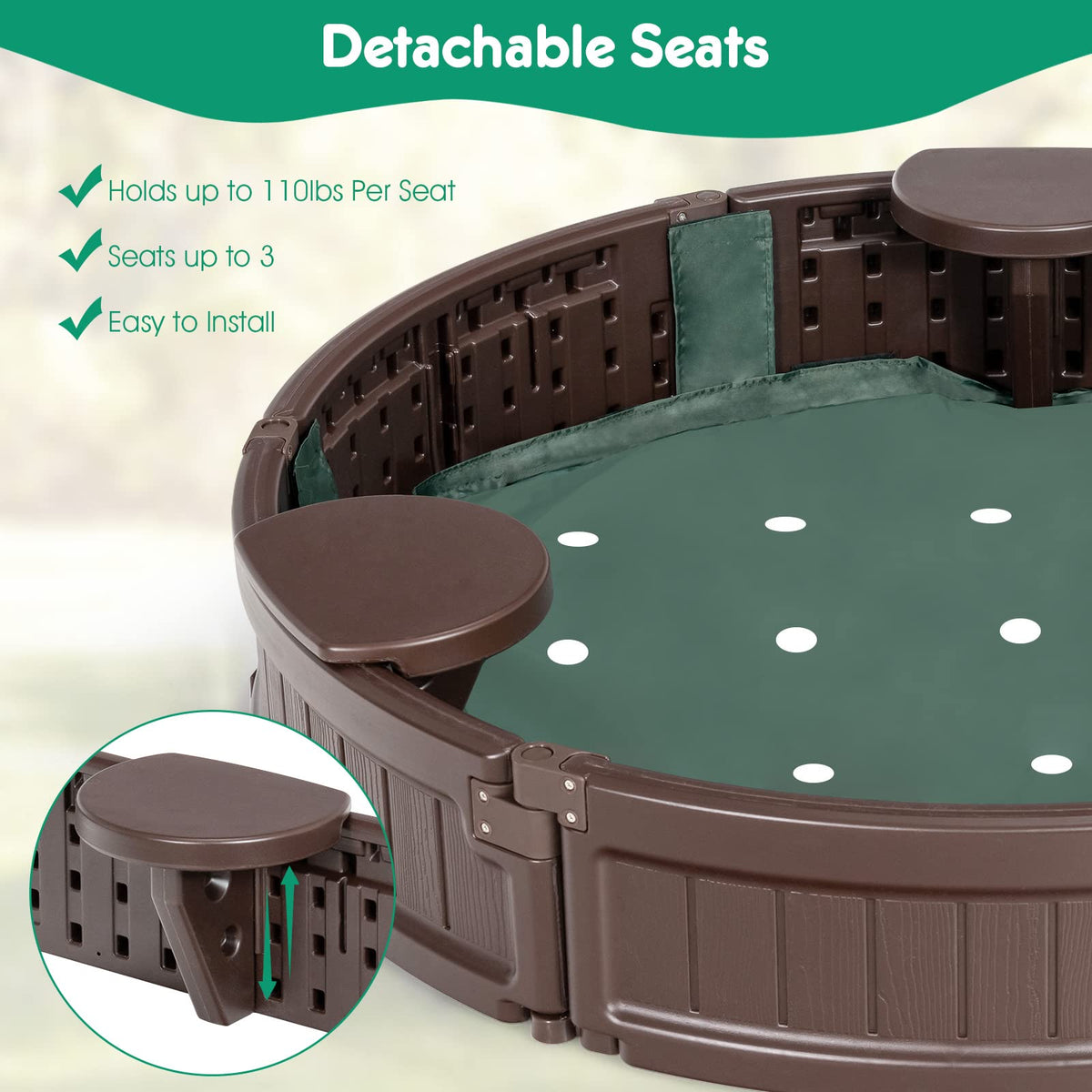 Costzon sandbox bottom liner supports drainage and sand depth control