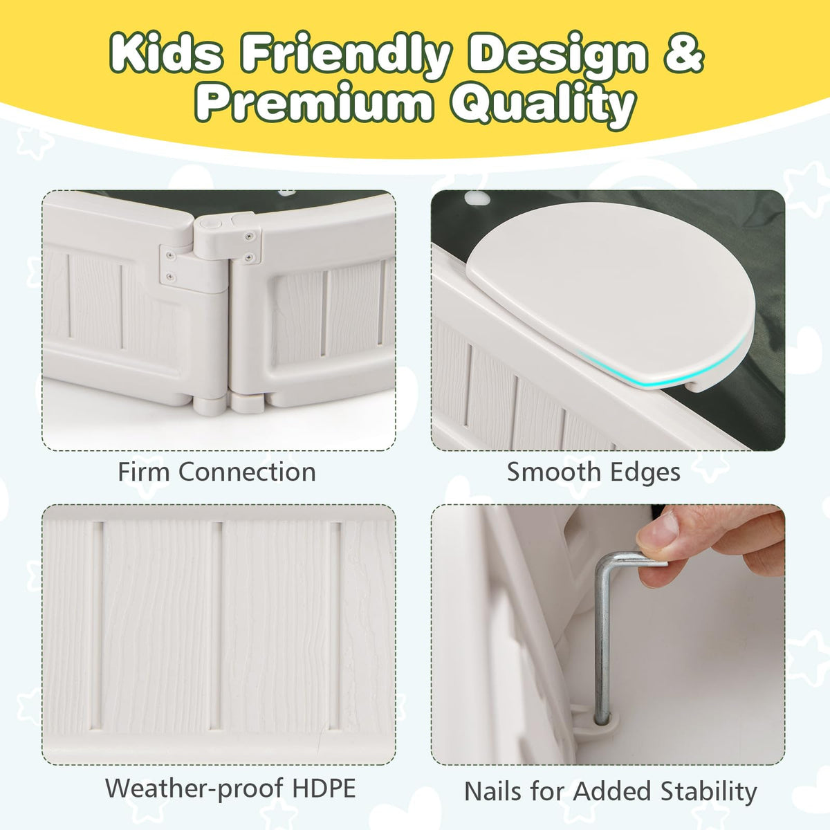 Costzon sandbox with smooth rounded edges to prevent skin irritation during play