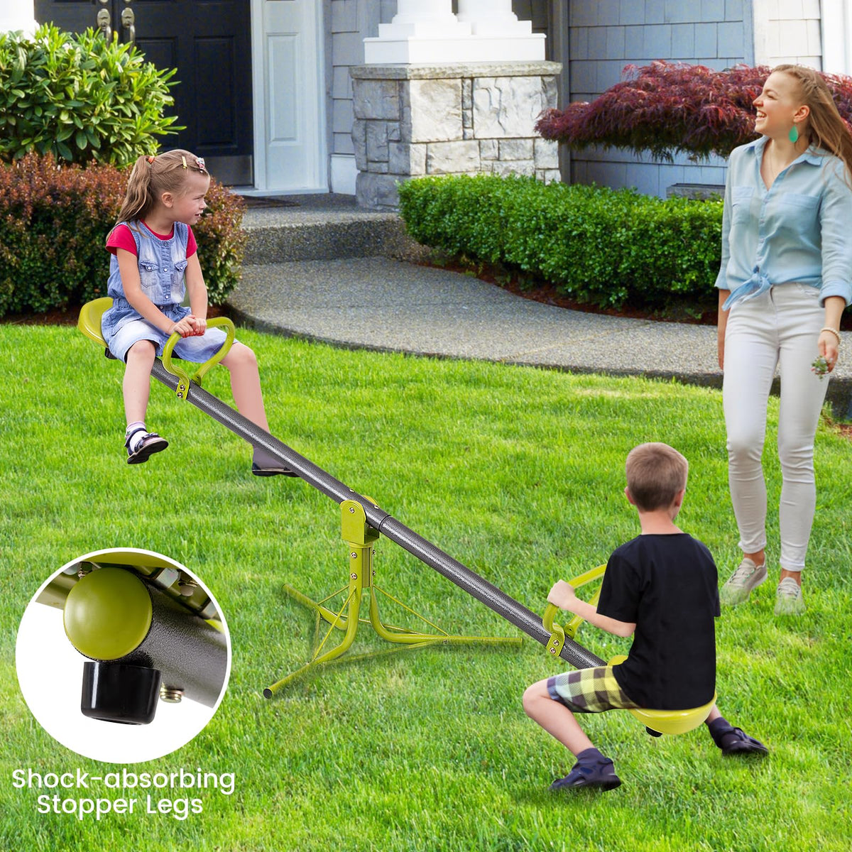 Costzon teeter-totter two seats invites cooperative play