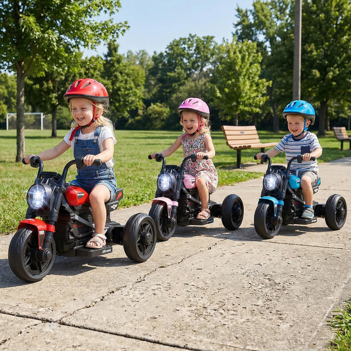 Costzon blue-black side view with easy controls for beginner riders indoors or outdoors