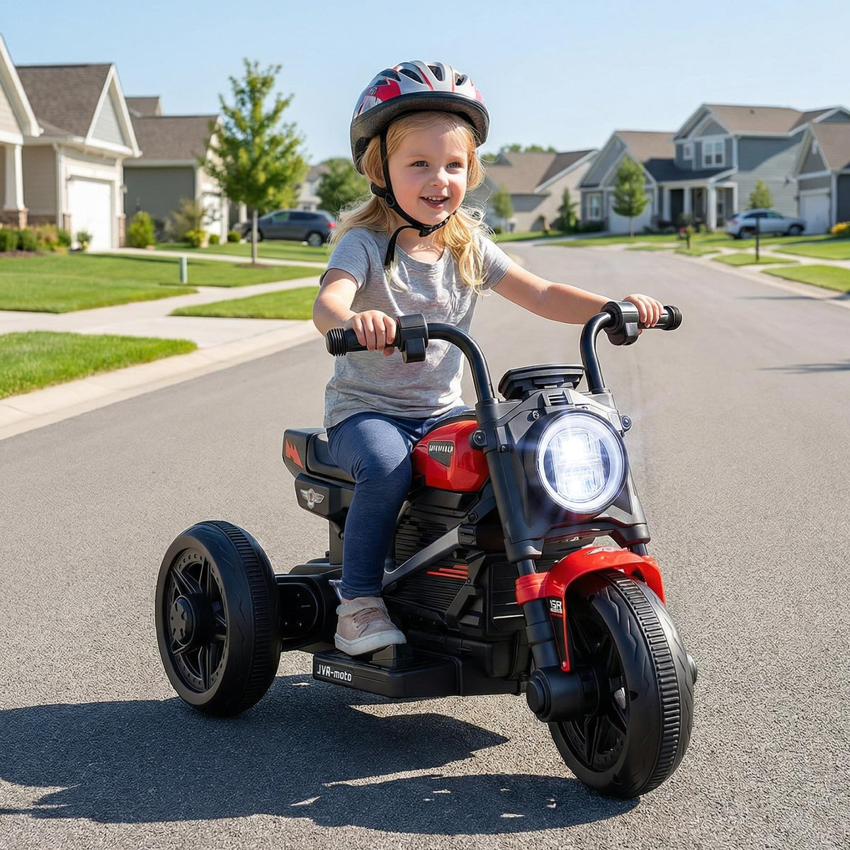 Costzon-toddler-motorcycle outdoor play in back garden under dusk lighting