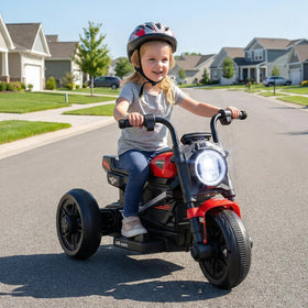 Costzon-toddler-motorcycle outdoor play in back garden under dusk lighting