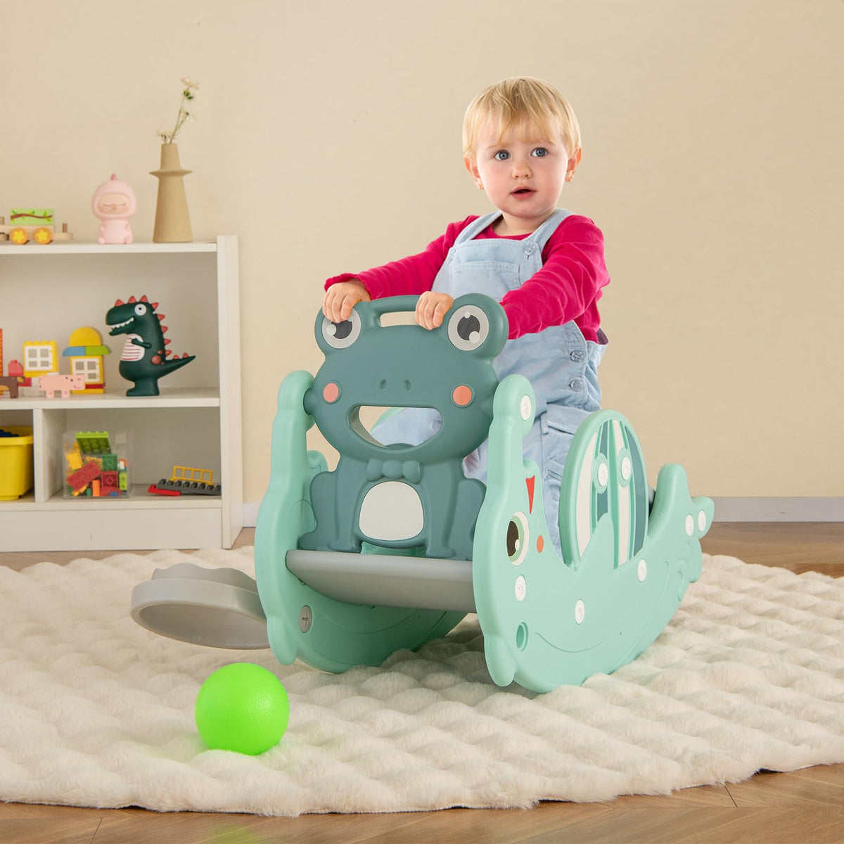 Costzon toddler rocking horse feature with smooth, safe seating.