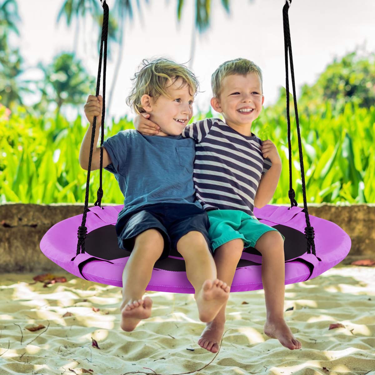 Costzon tree swing robust steel frame supports multiple children safely.