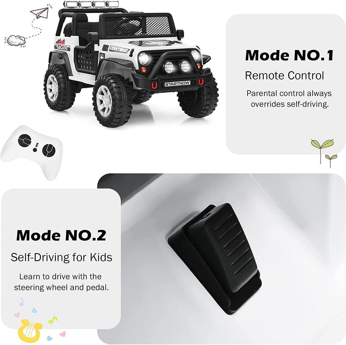 Costzon ride-on truck remote control mode for parent-assisted driving