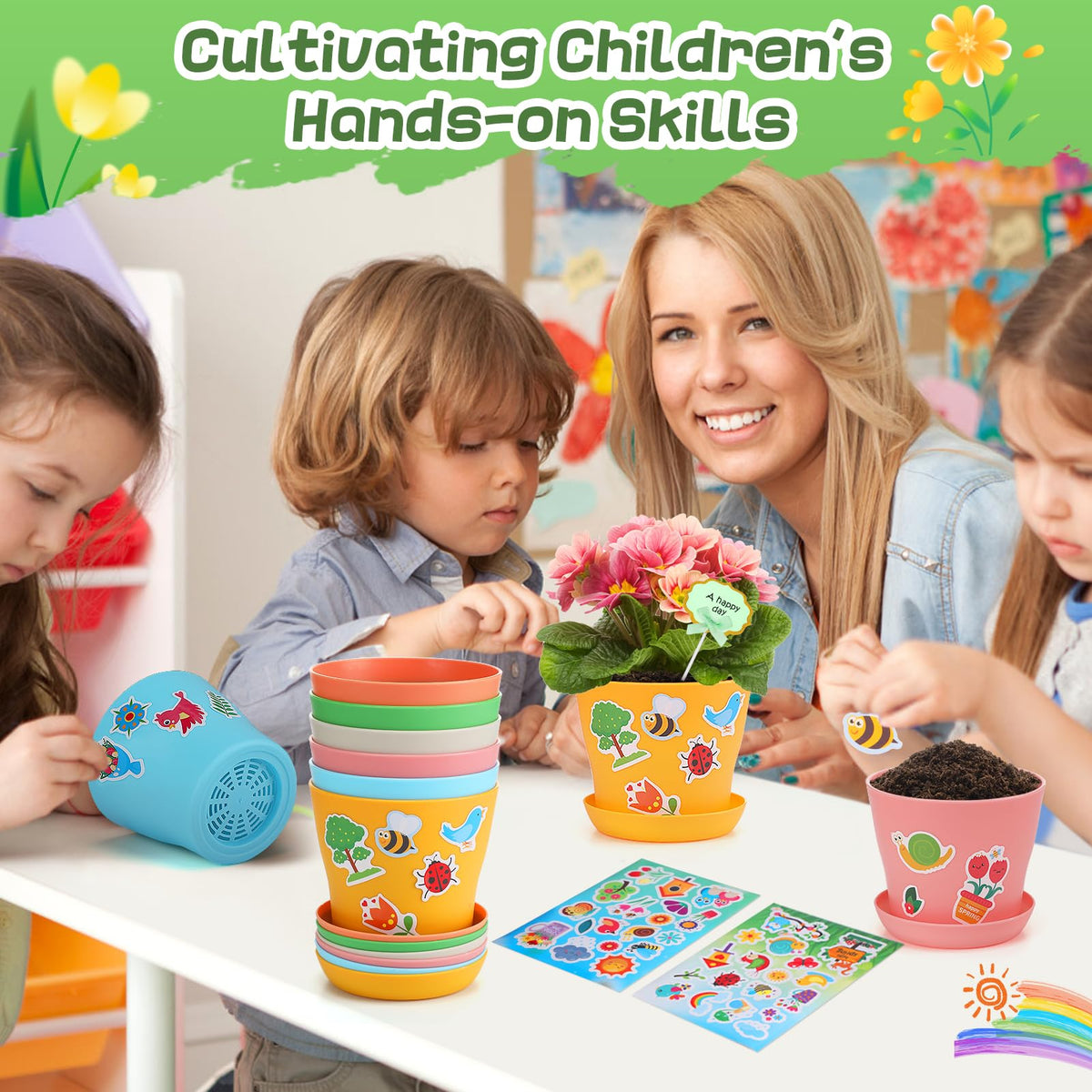 Cosweet blue resin garden pots with vibrant color for classroom crafts