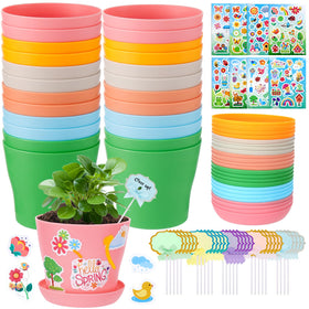 Cosweet green resin garden pots, durable craft surface for kids' projects