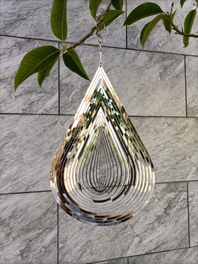 CosyCorner wind spinner water-drop silver front view for outdoor elegance.