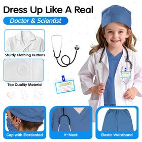 Cotatero kids lab coat and accessories ready for imaginative doctor role play.