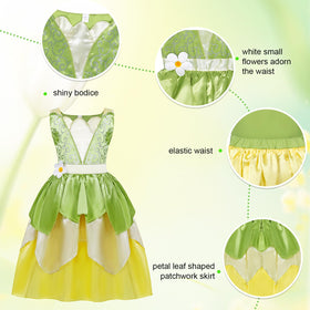 COTRIO Green Fairy Tale dress set includes gloves and wand for role play