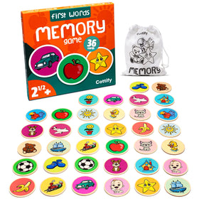 Cottify Montessori wooden memory game: cards in hand aid focus and early memory skills.