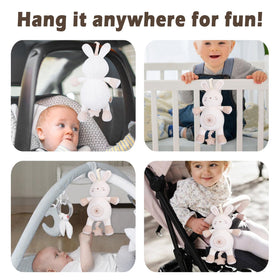 CottonBebe bunny toy travels well in crib, car seat, and stroller.