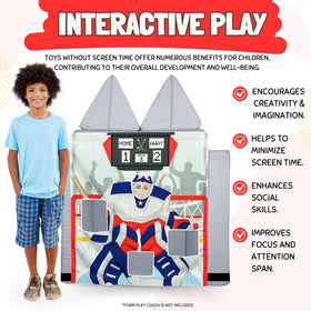 Kids engage in imaginative hockey play using the Play Panel.