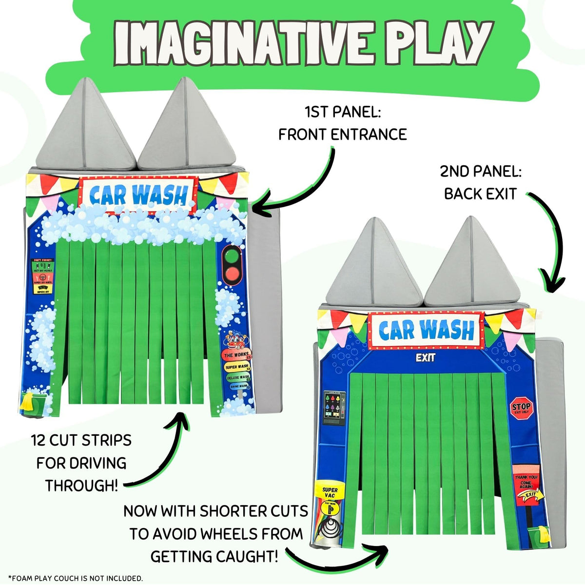 Couch Swag Play Panel Car Wash vacuum station close-up for interactive setup