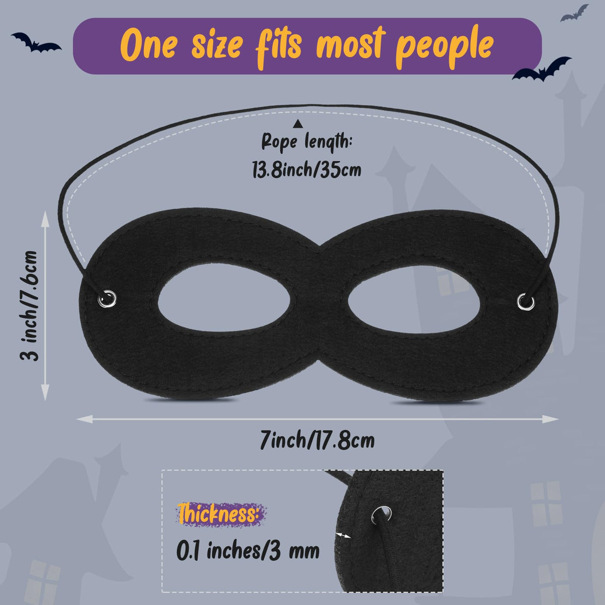 Coume felt half mask for adults, soft and comfortable for all-night events.