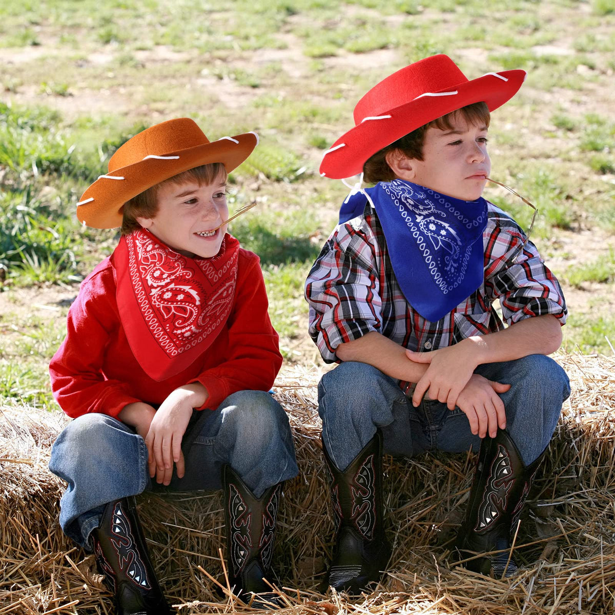 Coume western party scene with hats and bandanas for groups