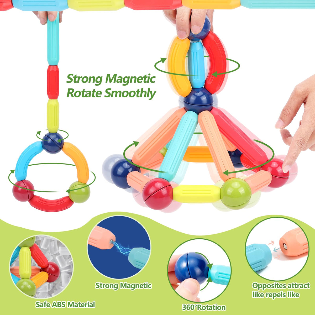 COUOMOXA colorful pieces boost early color recognition and counting during play.