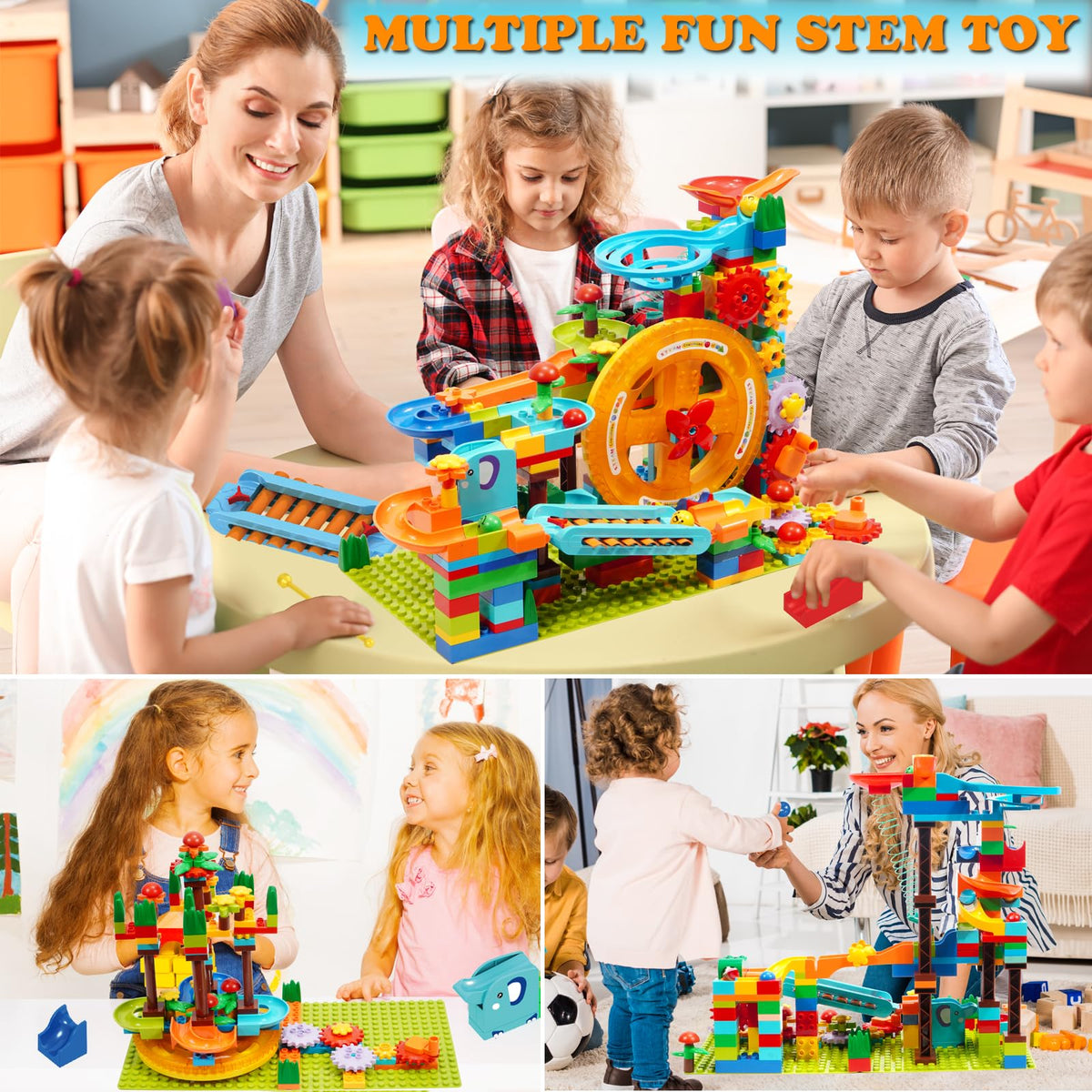 COUOMOXA Marble Run 233pcs includes 8 marbles for immediate play and exploration