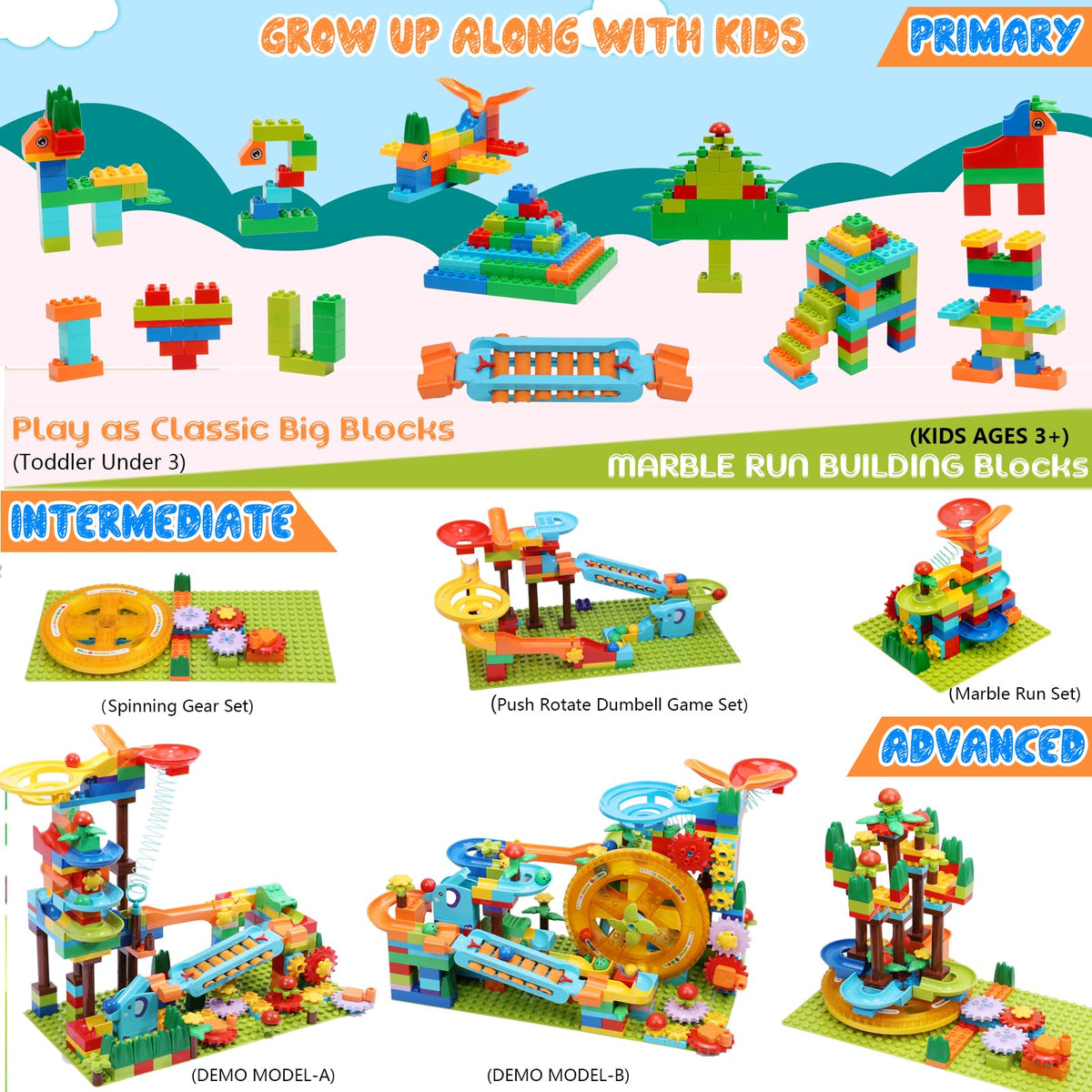 COUOMOXA Marble Run 233pcs DIY models spark imagination and teamwork