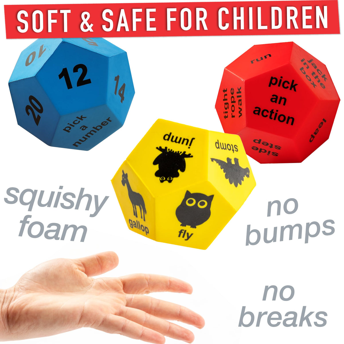 Covelico Exercise Dice used in group activity to engage kids during recess.