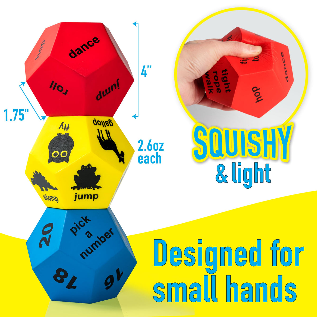 Covelico Exercise Dice for indoor-outdoor play supports screen-free activity.