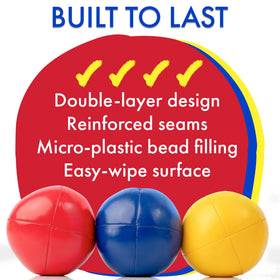 Covelico balls use no-bounce bean bags for steadier drops.
