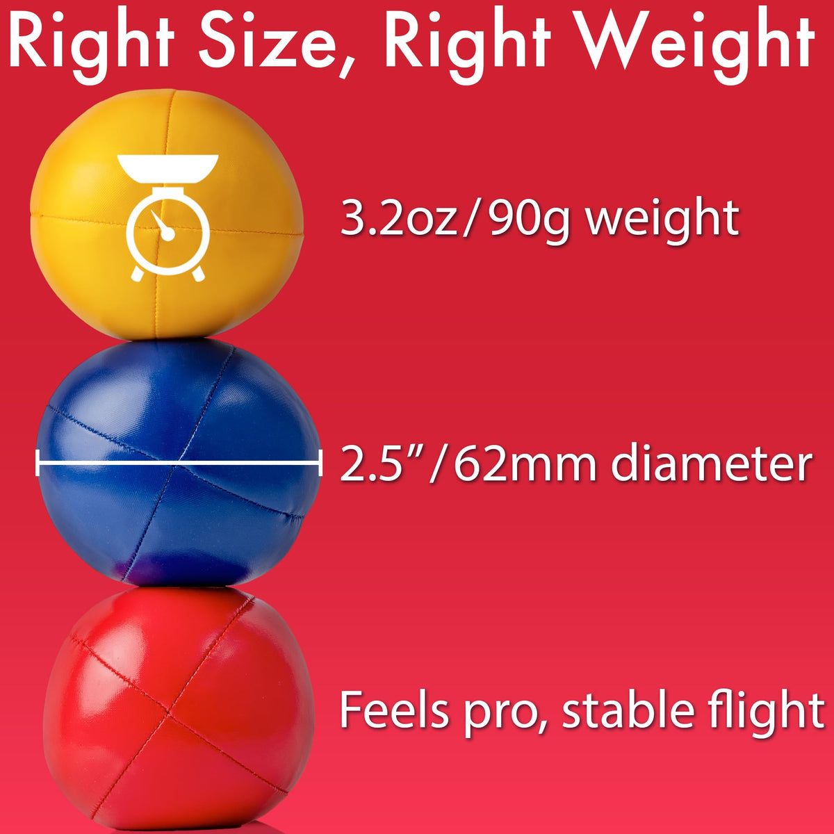 Covelico juggling balls feature a secure grip with synthetic-leather shells.