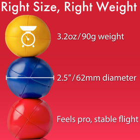 Covelico juggling balls feature a secure grip with synthetic-leather shells.