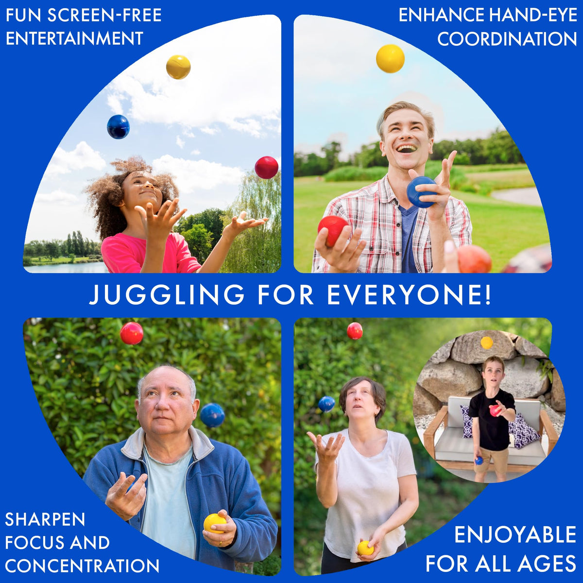 Covelico step-by-step progress cues support learners from one-ball to three-ball cascades.