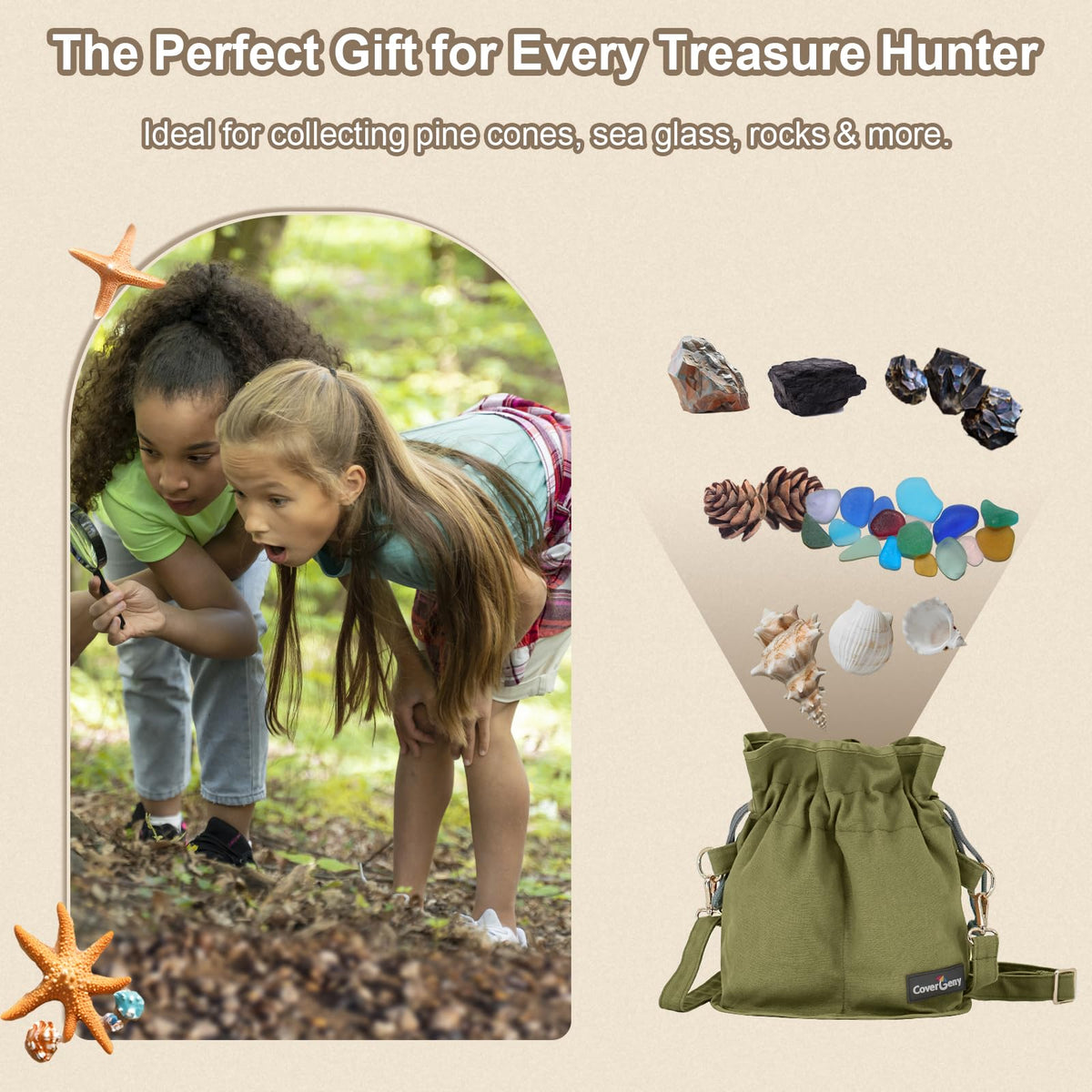 Cover Geny Nature Collection Bag with drawstring closure securing items during activity